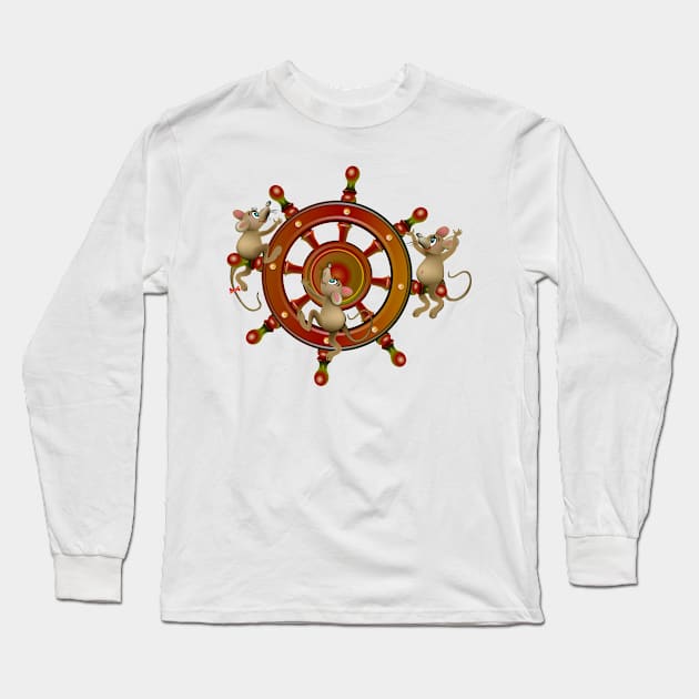 Funny mice sailing Long Sleeve T-Shirt by Artist Natalja Cernecka